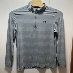 Under‎ Armour Men's Size Large  Loose 1/4 Zip Pullover Gray Striped
